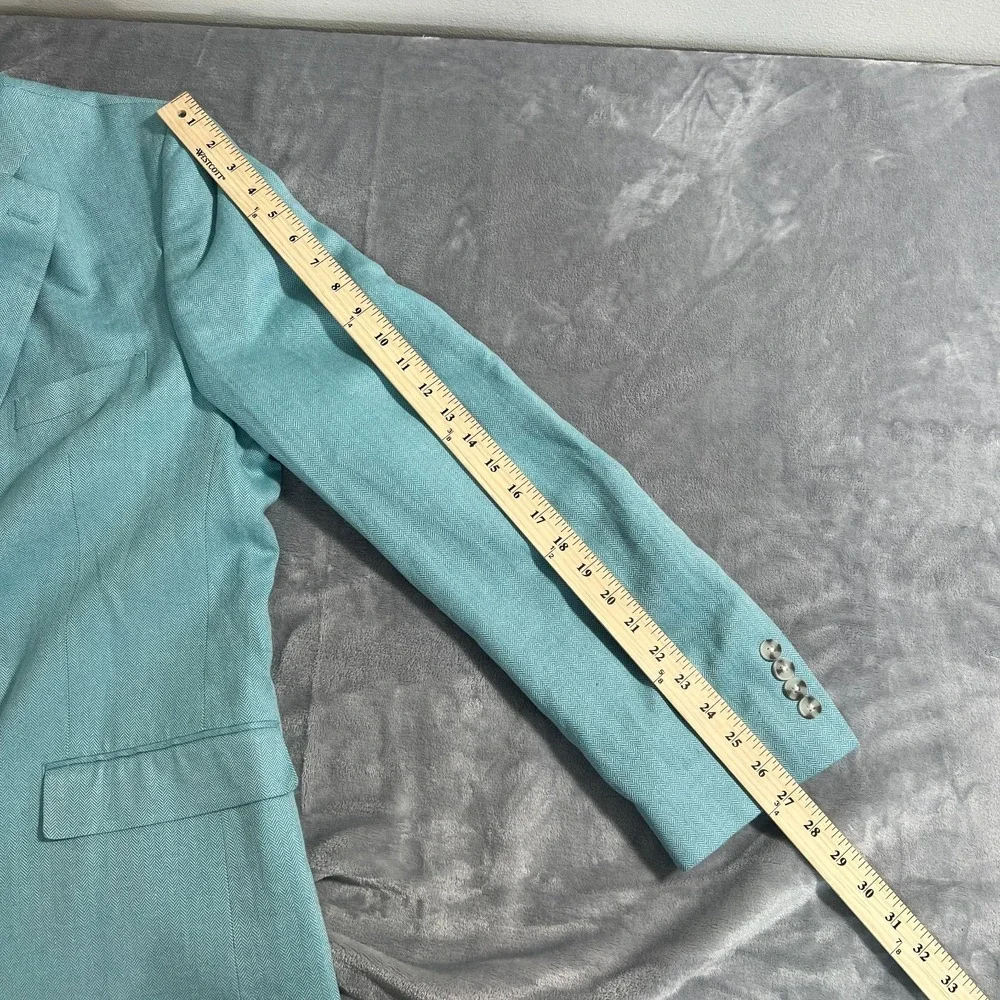 Alan Flusser Linen Blend Green Blazer Mens XL 46 Sport Coat Suit Jacket Lined